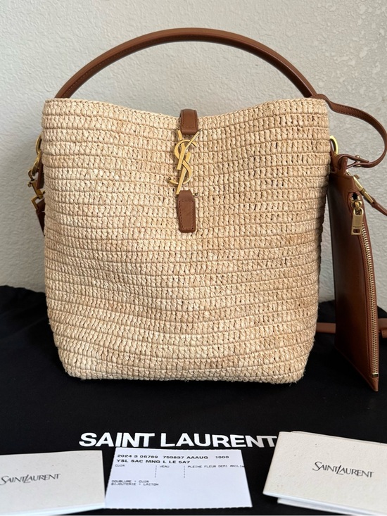 Saint Laurent Handbags - SAINT LAURENT Raffia Le 37 Two Way Bag